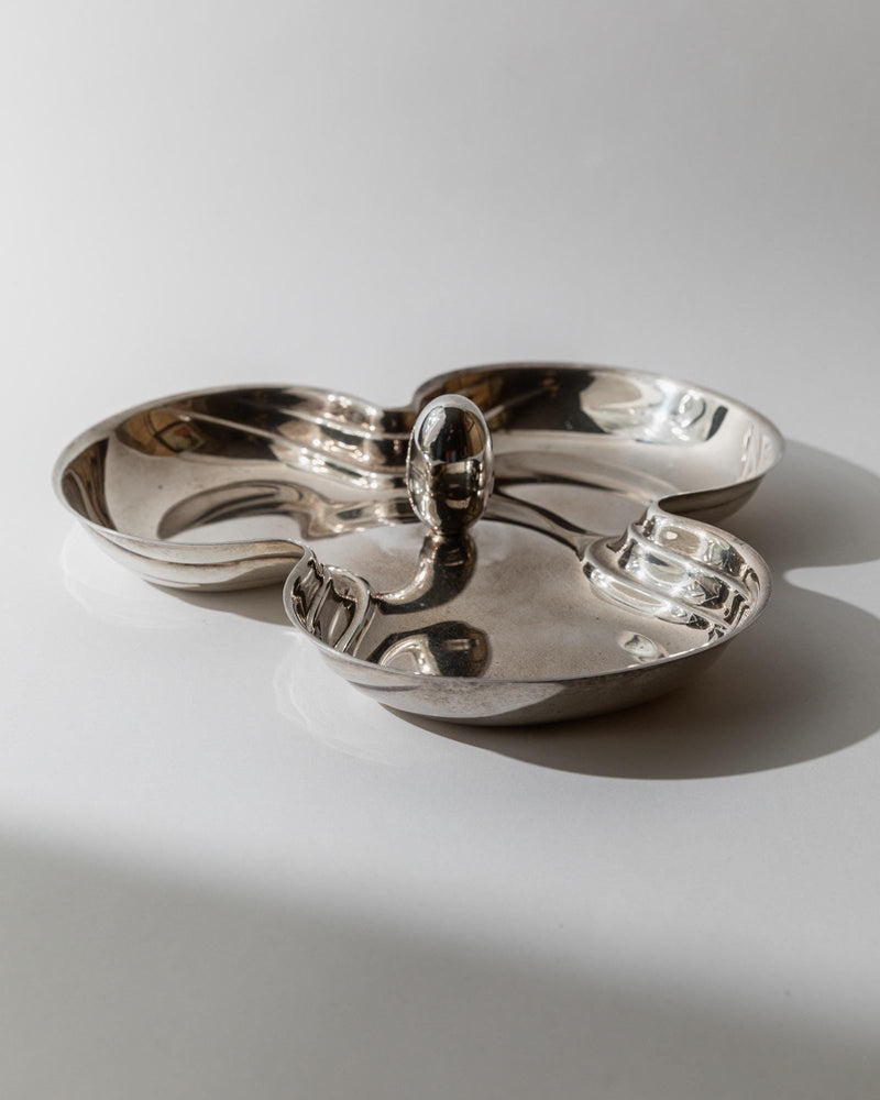 1940s Silver Plated Centerpiece Bowl by Bottega Jacobs | The Oblist — vintage silver finish