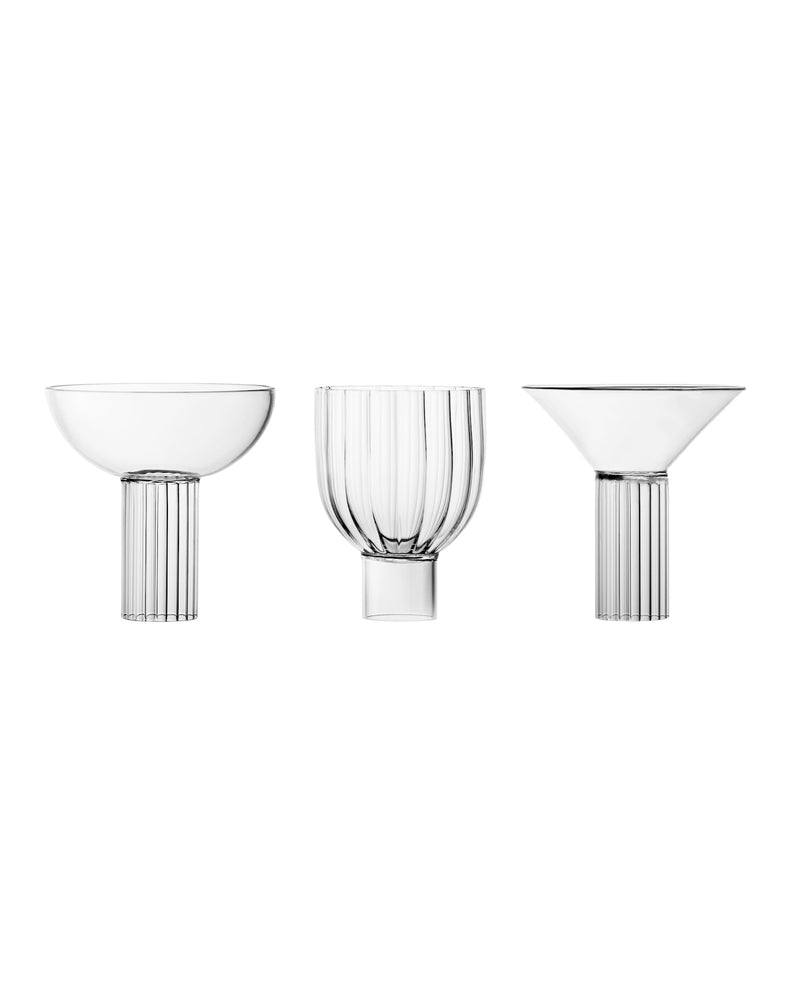 Calici Milanesi — glassware trio — detail view
