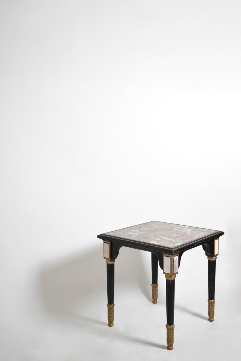 Louis XVI style ebonised pedestal table, 1930s. — detail view