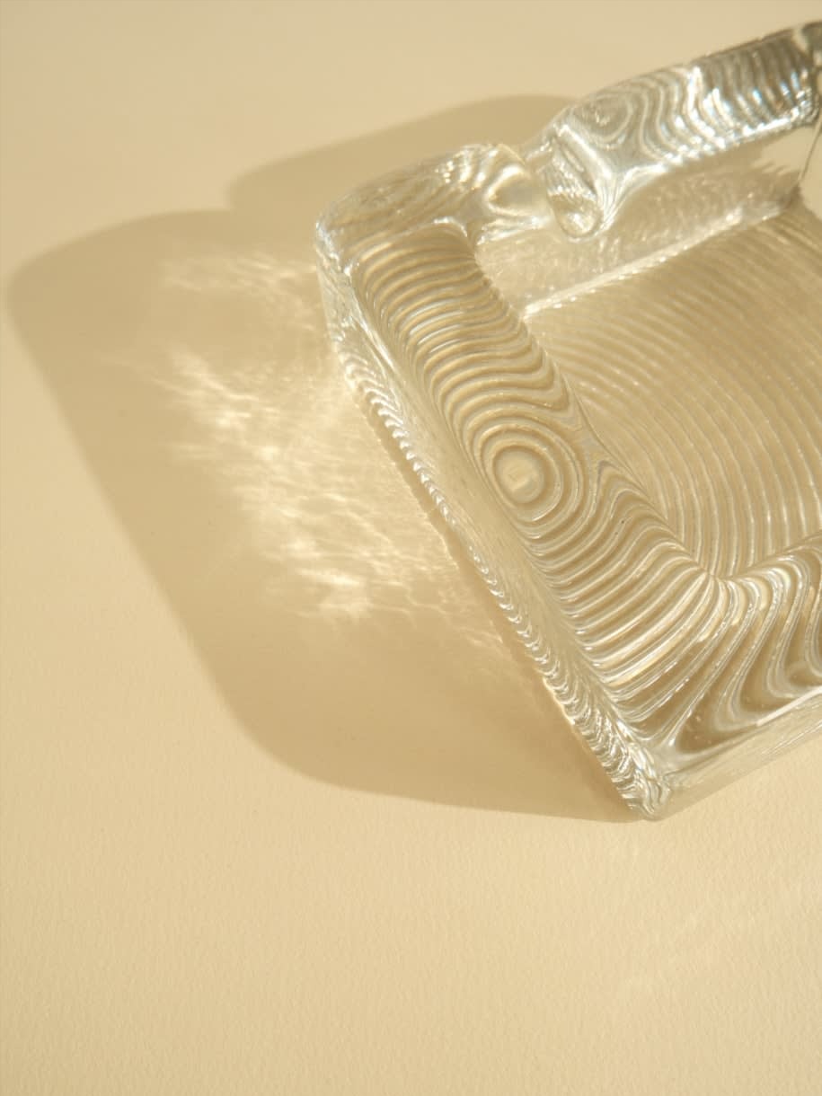 Vintage Ashtray in Glass — side angle