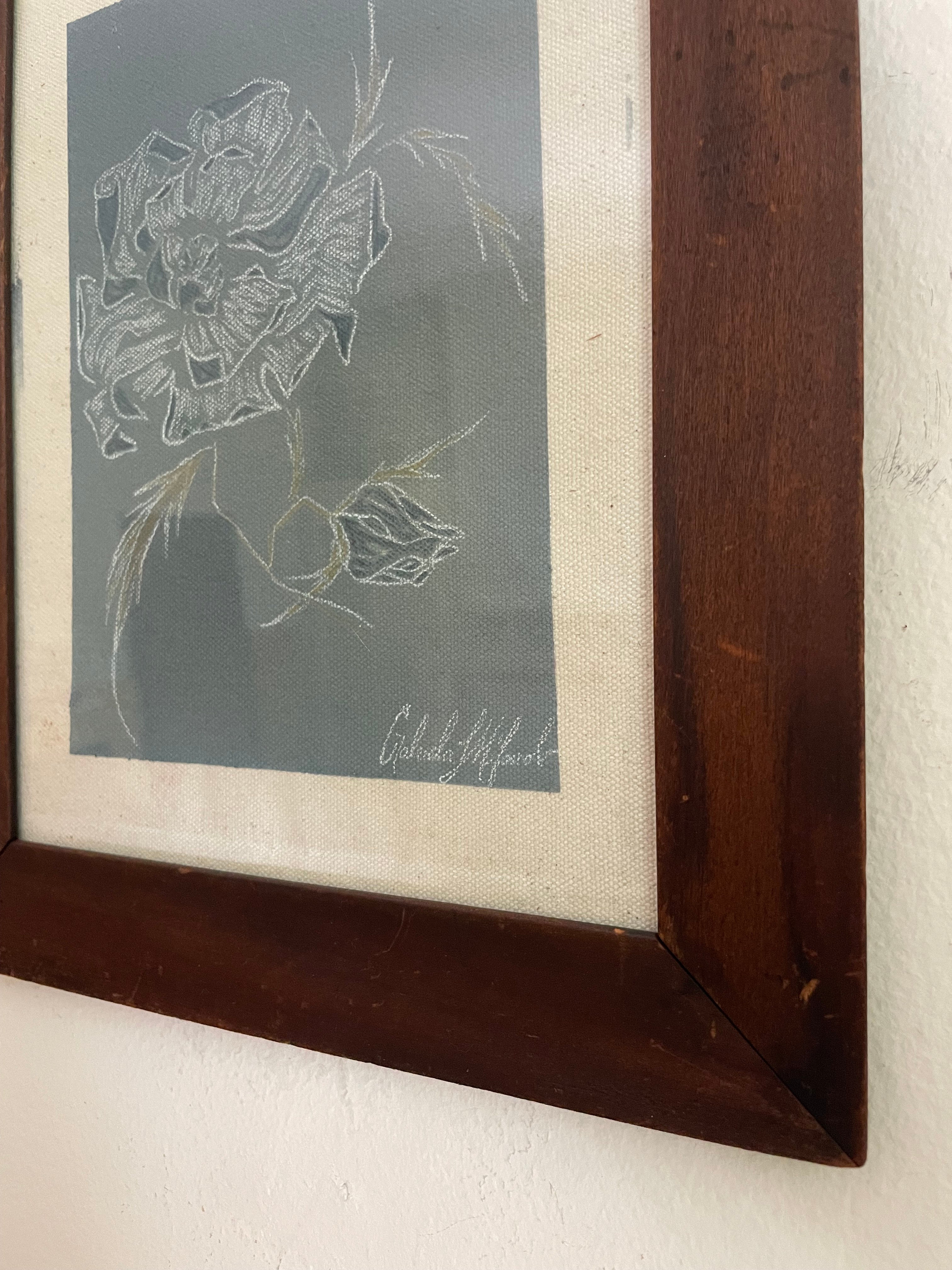 Dusty Blue Peony Original Painting — alternate view