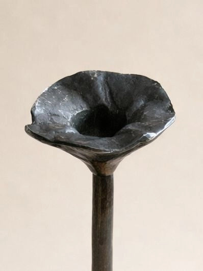 1960s Art Nouveau Silver-plated Brass Candlestick — lifestyle setting
