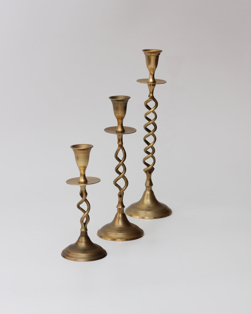 Trio Candelabros Latón by Boga Avante Shop | The Oblist — handcrafted brass candle holders