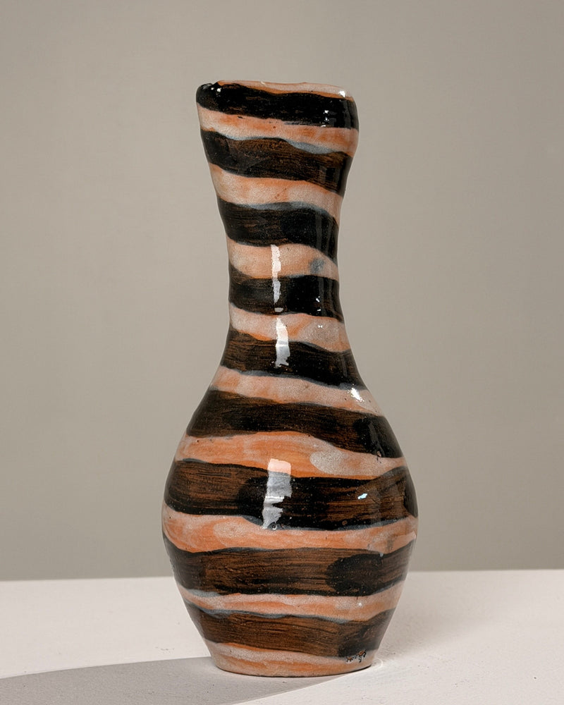 Glazed Terracotta Vase, circa 1960 — close-up of striped surface detail