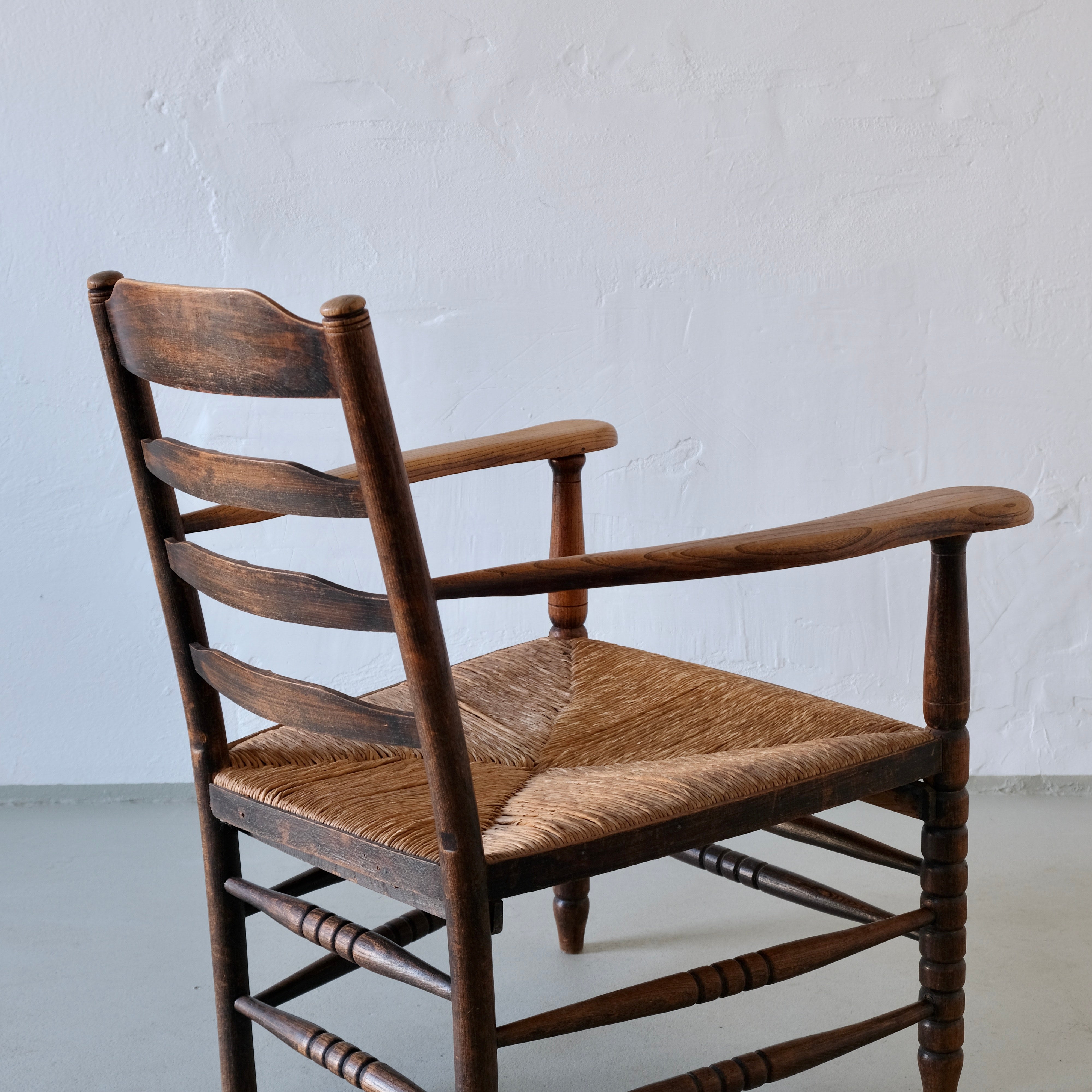 Rustic Bobbin Rush Seat Low Armchair | Netherlands | 1940s — in context