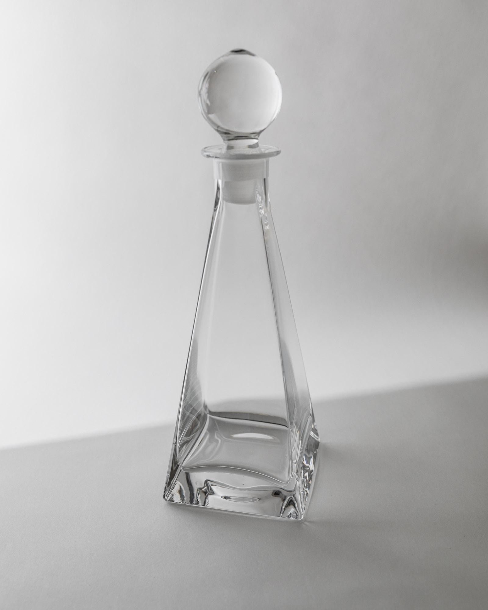 1980s Murano Glass Decanter — top view of clear glass design