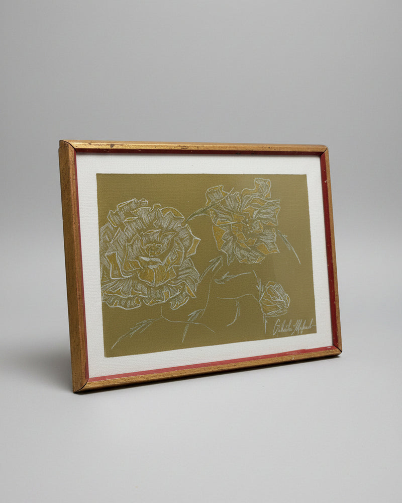 Mustard Peony Original Painting — side angle
