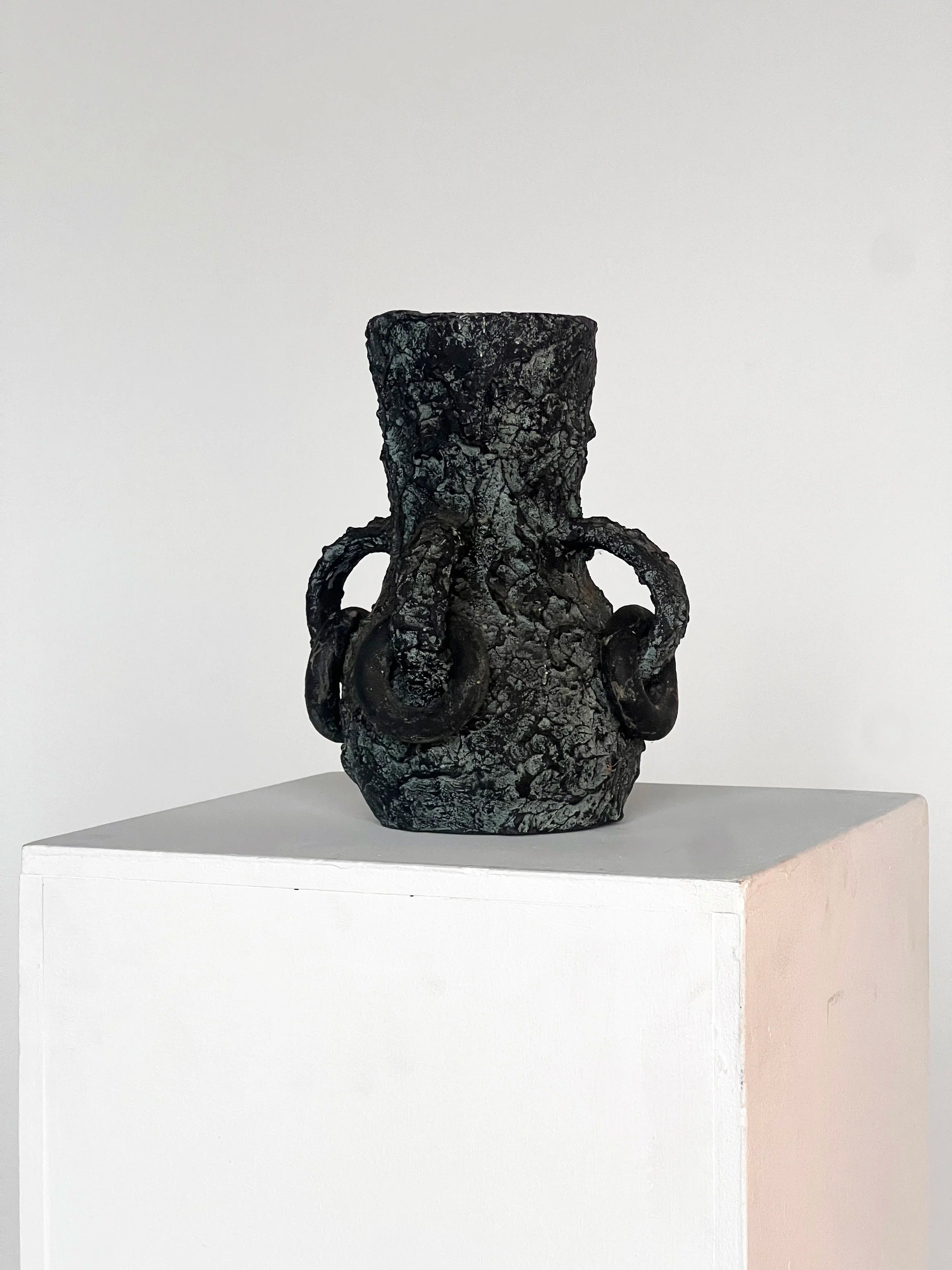 Handled Relief Vase — detail view