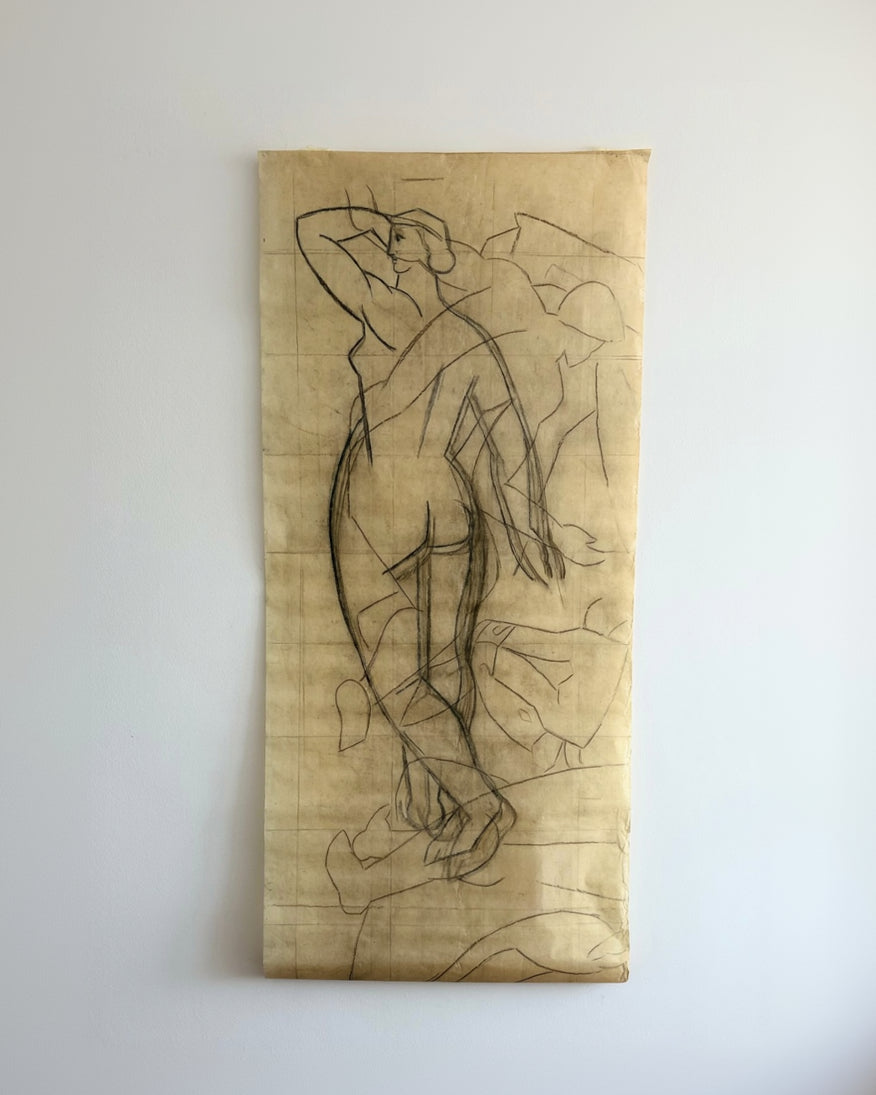 Monumental Art Deco Mural Esquisse by Emile Courtin (1923-1997), France, late 1940s by OBJECT AGENCY | The Oblist