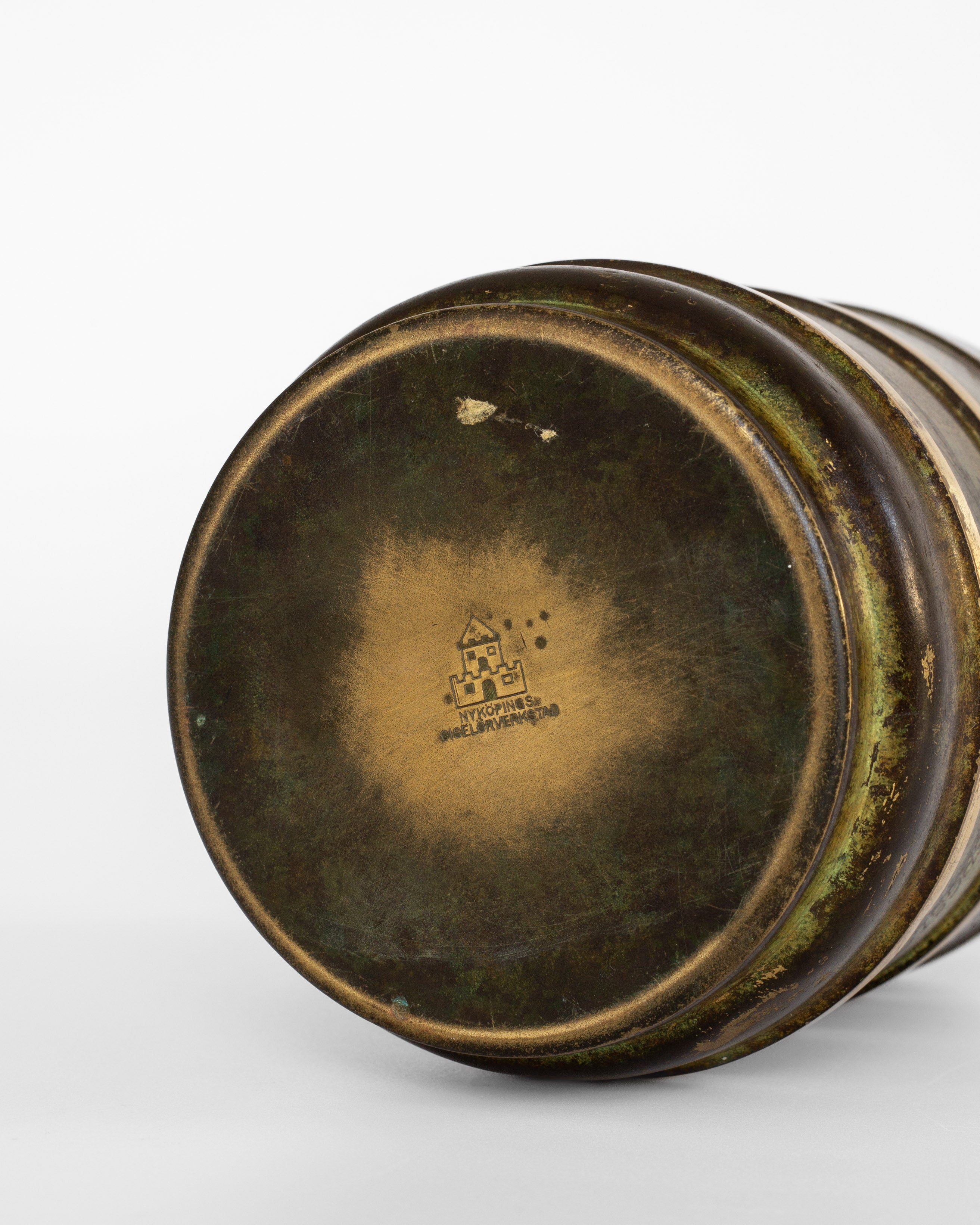 Pair of Modernist Bronze and Brass Vases