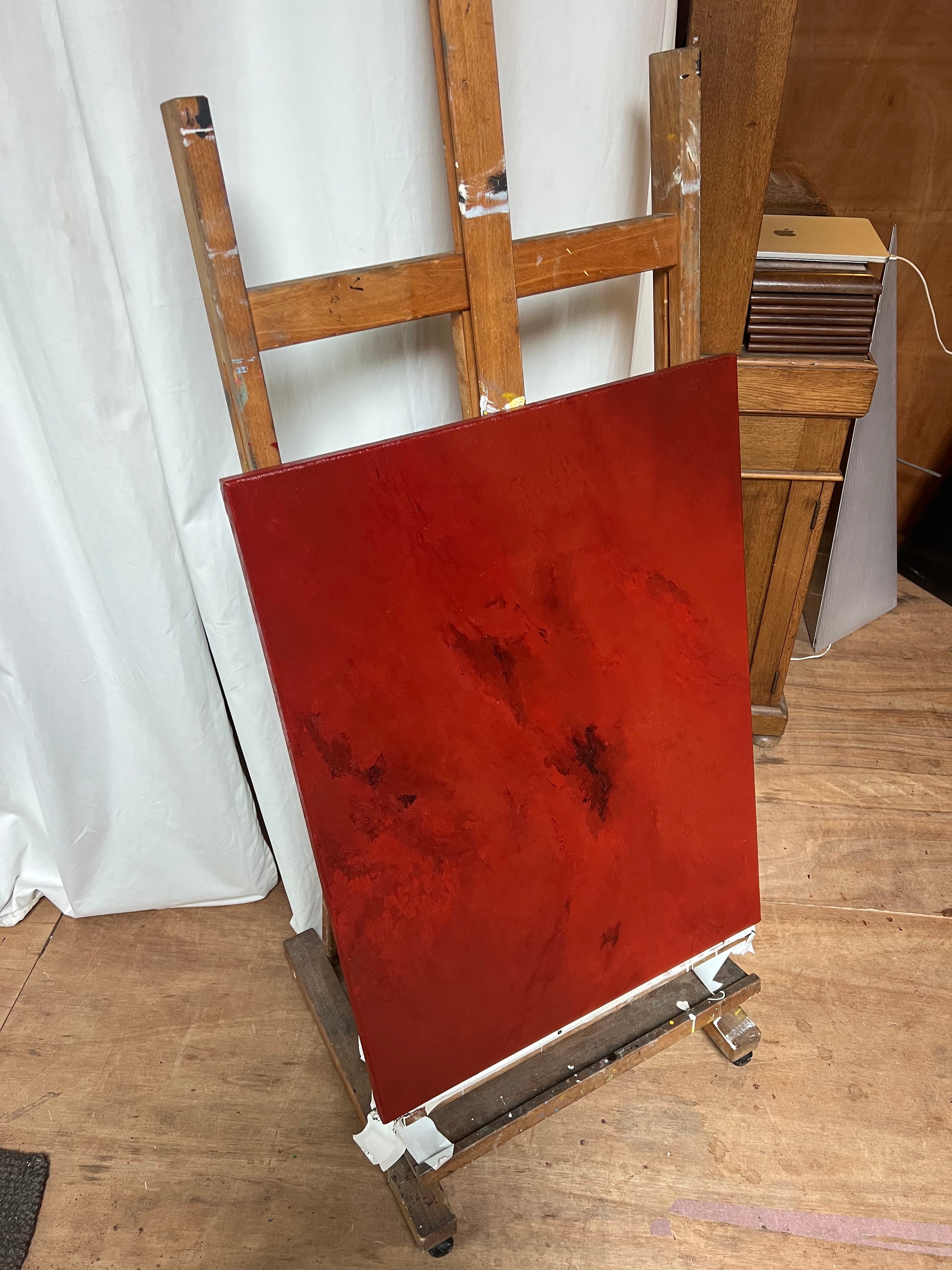 Crimson Bloom (2026) - Oil Painting by Aimée Adriaansen — side angle