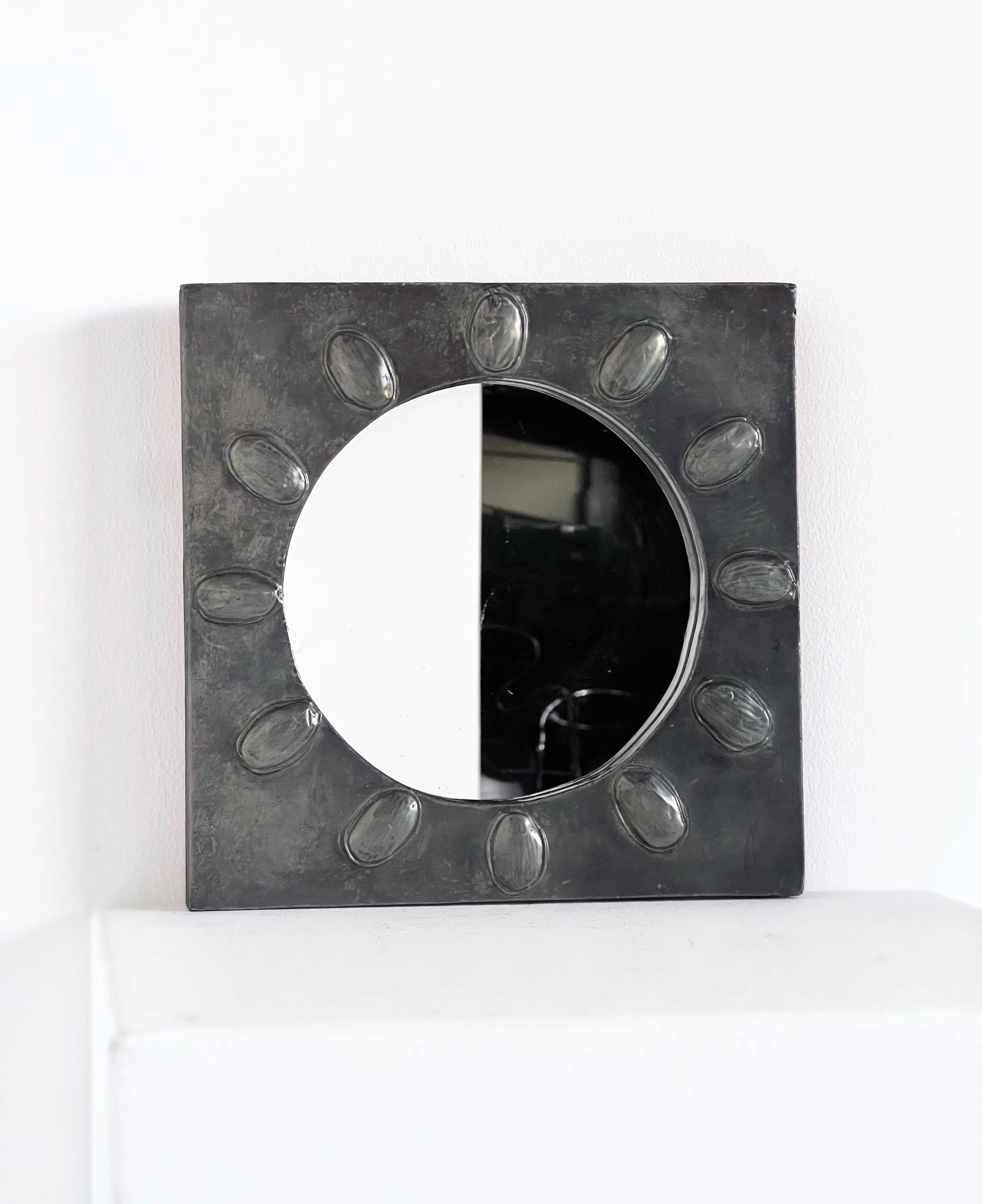 Square Pewter Relief Mirror by Porter Studio | The Oblist