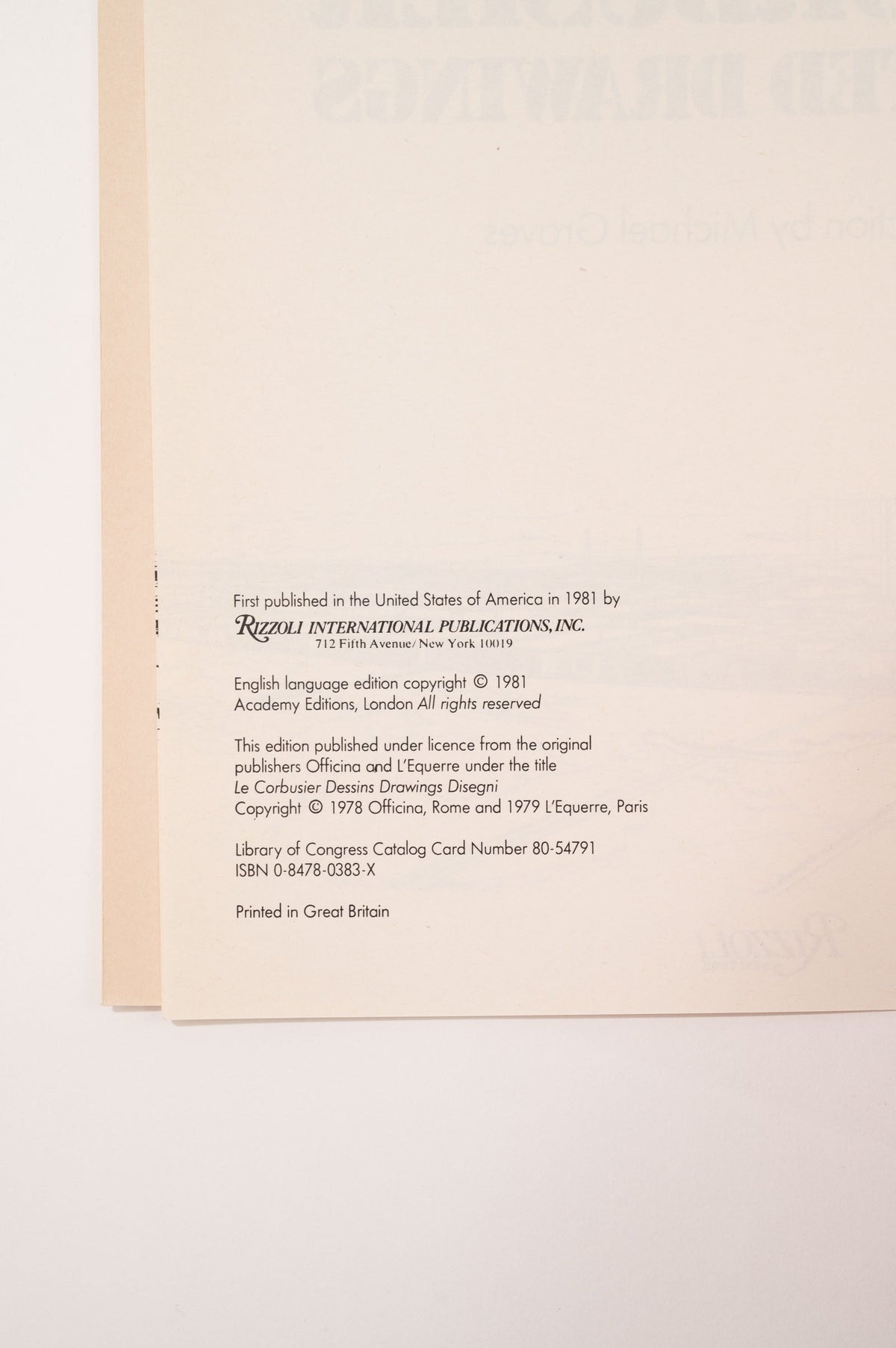 Le Corbusier Selected Drawings, Introduction by Michael Graves, 1981 Architecture Book — side angle