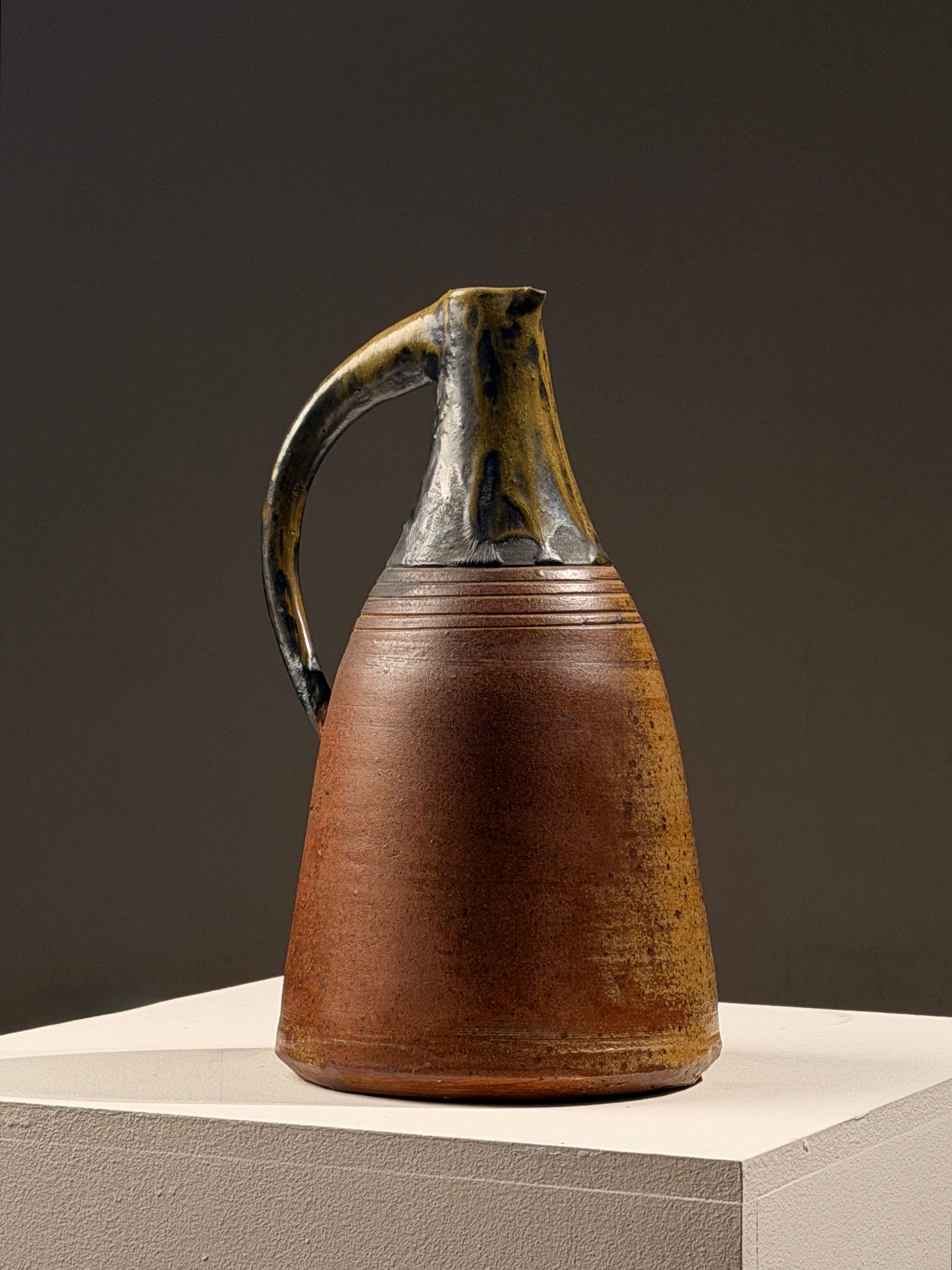 Large sculptural glazed stoneware pitcher, circa 1970 by Figuresdesign | The Oblist