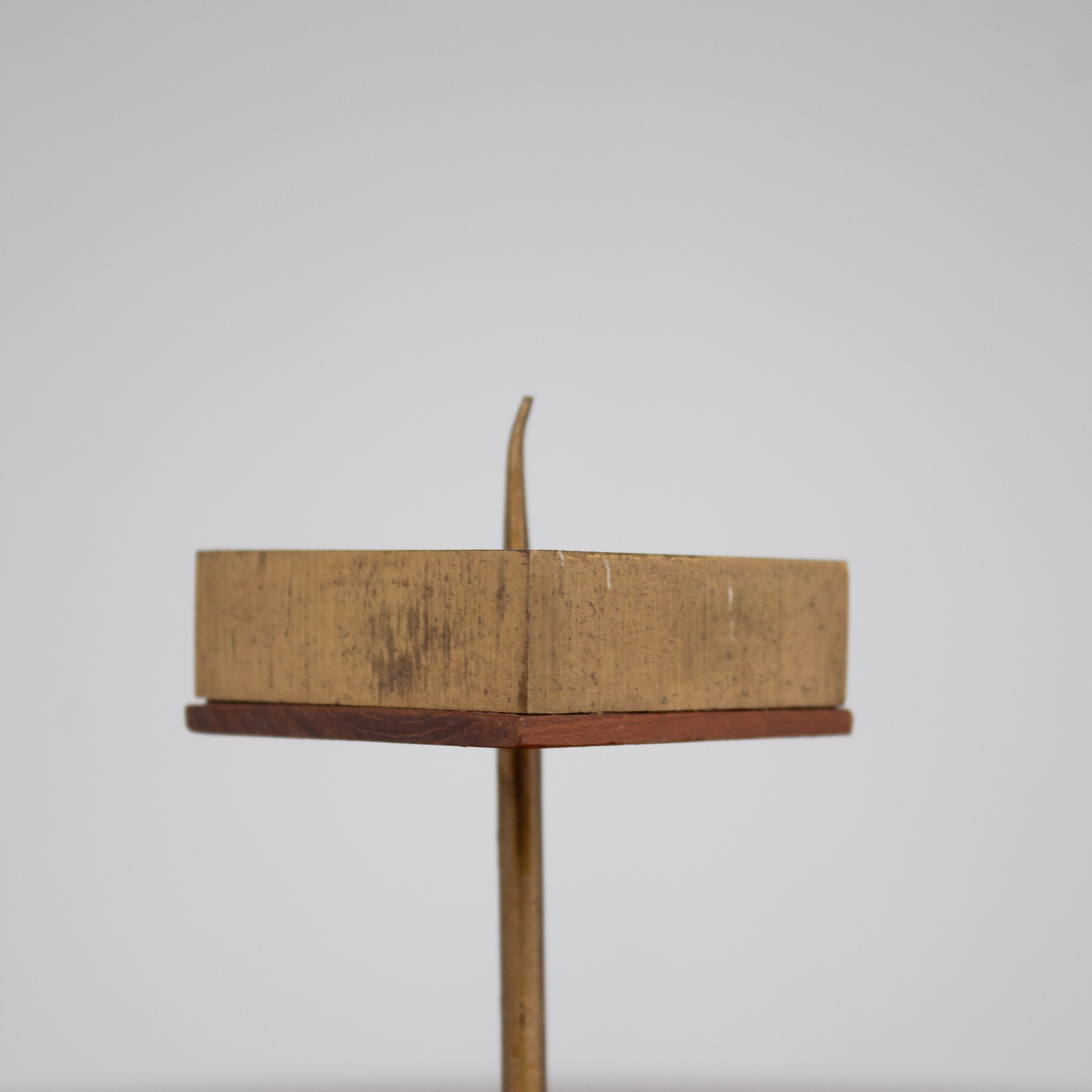 Vintage Candle Holders in Wood / Teak — side view highlighting wooden base and candle holder