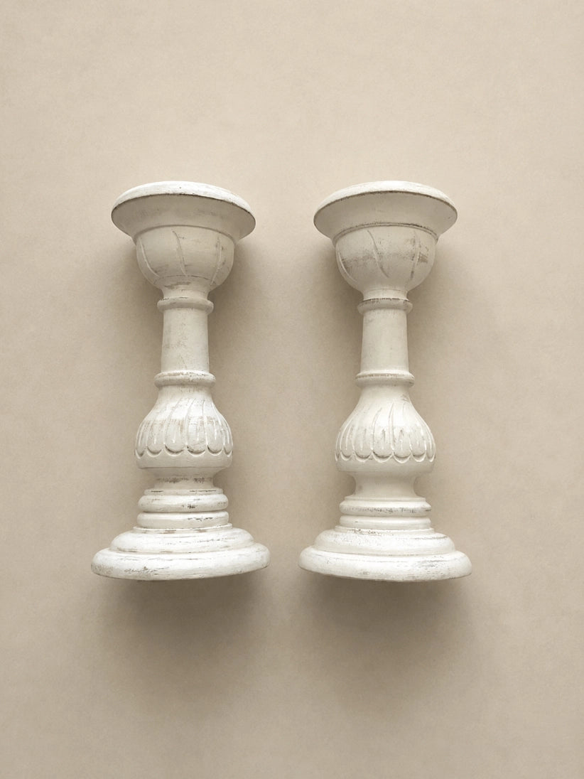Vintage Valencia Candle Holders in Wood - (Set Collection) by Blisse | The Oblist