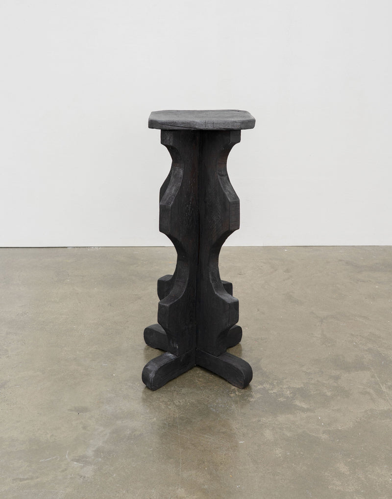 Sculptural Brutalist Bar Stools by Tom Bogle | The Oblist — handcrafted black wood design
