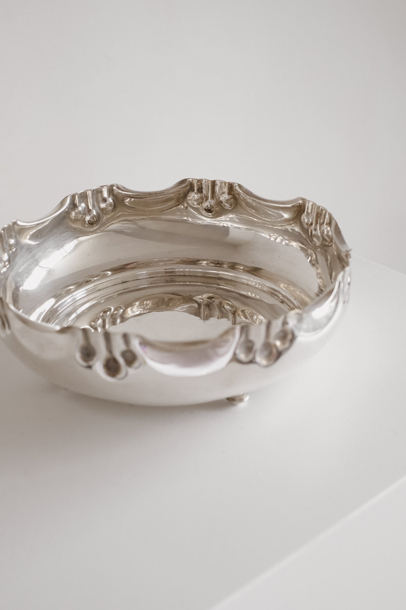 Elegant Silver-Plated Centerpiece Bowl — side angle
