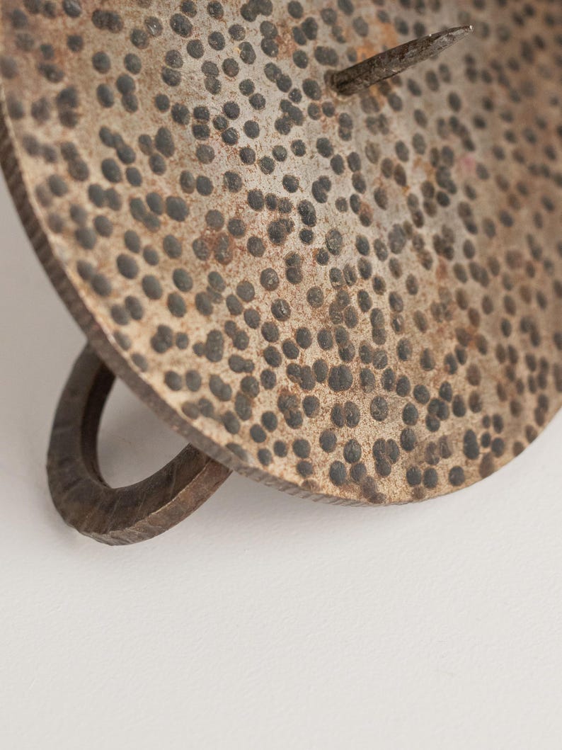 Vintage Brutalist Single Candleholder — side angle