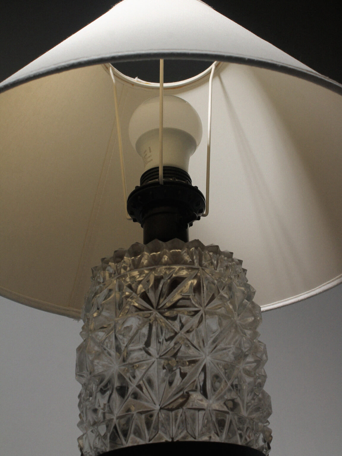 Mid-Century Textured Glass And Wooden Table Lamp, Denmark, 1960s — lifestyle setting