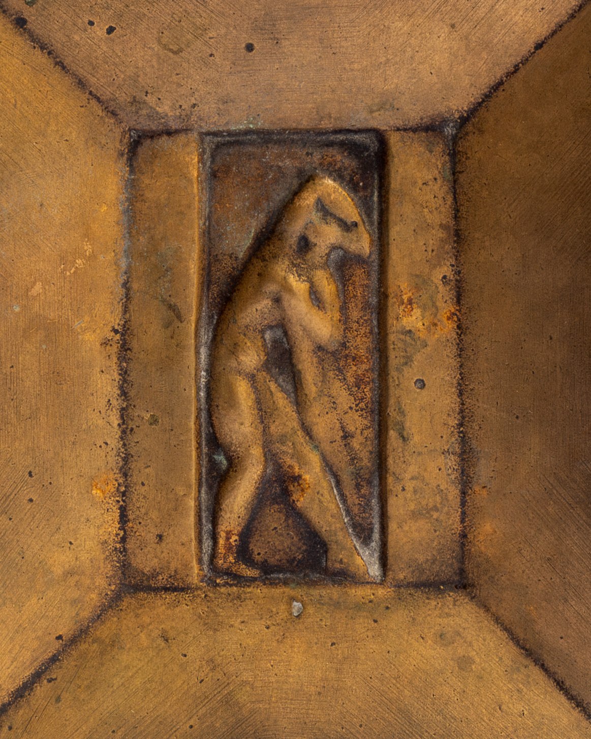 Art Deco Bronze Tray by GAB, 1930s, Sweden — side angle