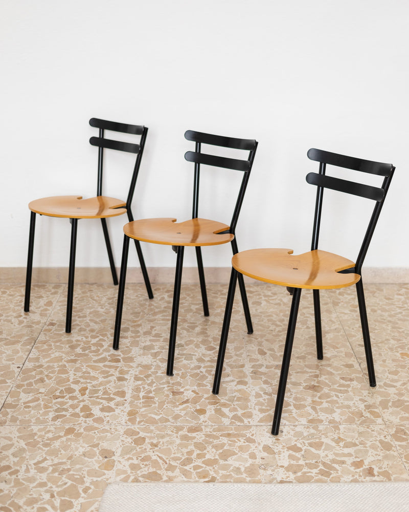 3 Vintage Mid Century Chairs Italy 1970s by Bottega Jacobs