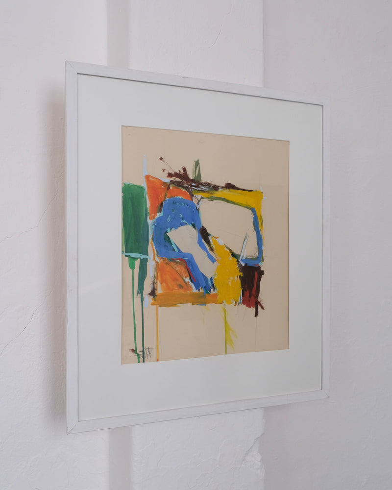 Leopold Fare Abstract Composition Painting | 1960s by Veter Vintage | The Oblist — vibrant colors, framed artwork