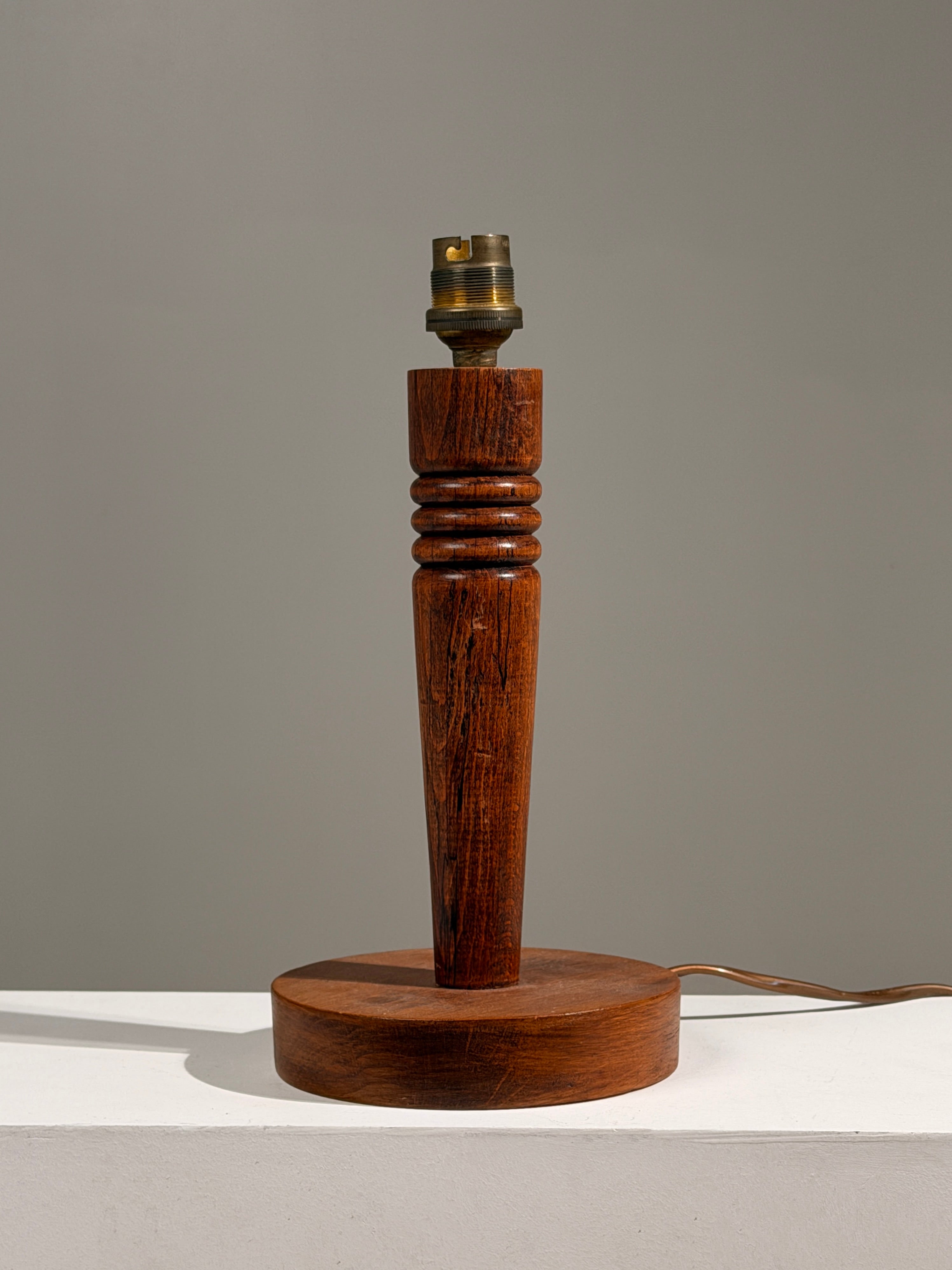 Art Deco carved wood table lamp, France, circa 1930.  — detail view