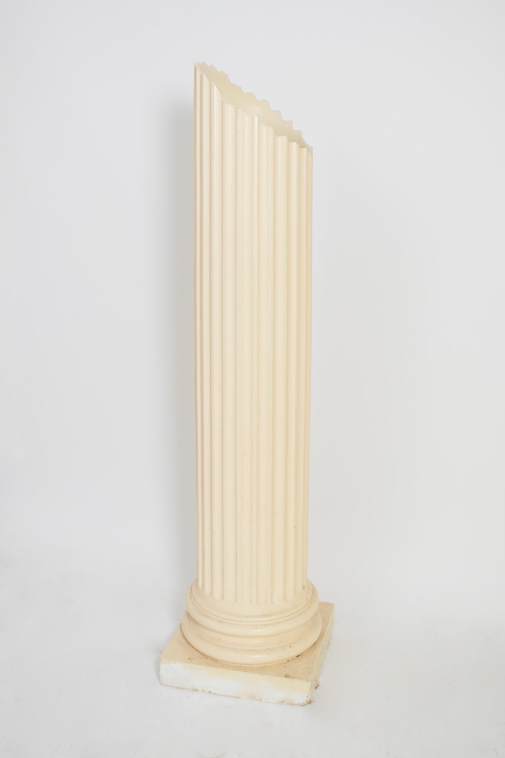 Plaster Column Floor Lamp, 1970s. — side view highlighting textured plaster finish