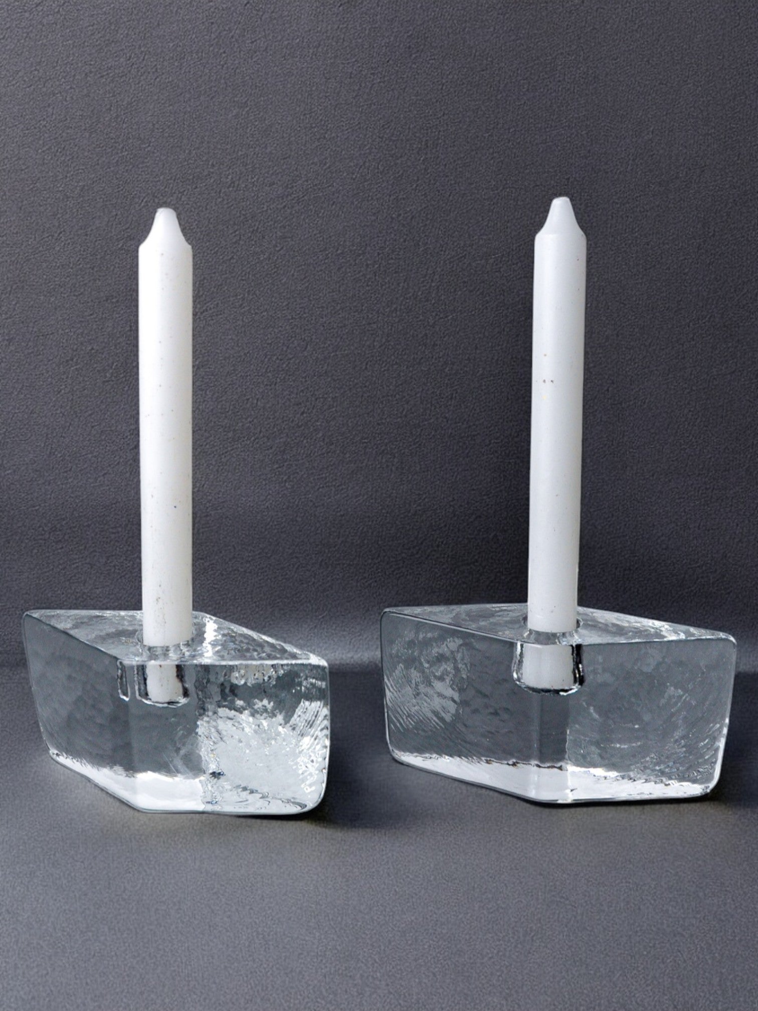 Pair of icicle candlesticks, Murano glass, Italy, 1970 — lifestyle setting