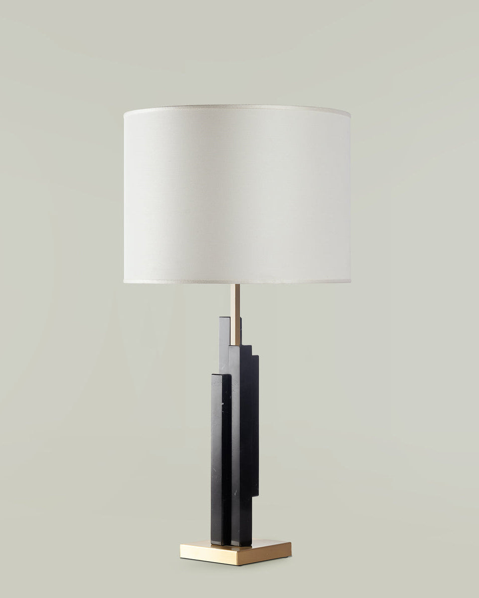 SKYLINE Table Lamp in Black Marble and Satin Brass by MATLIGHT Milano | The Oblist — modern design, black and brass