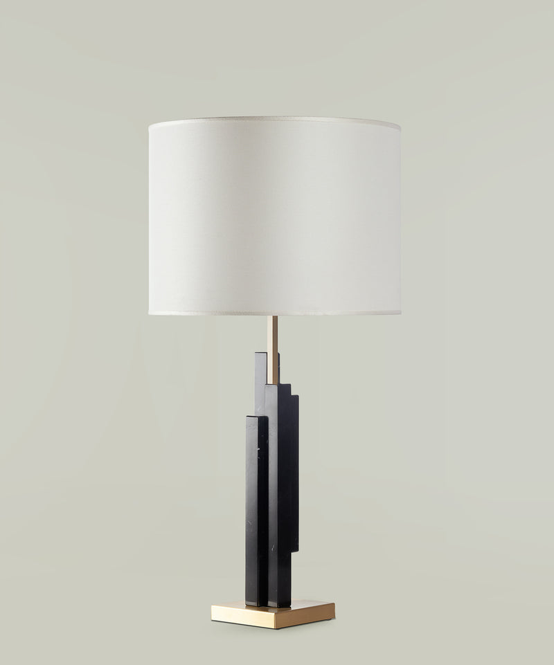 "SKYLINE "Table Lamp in black marble and satin brass by MATLIGHT Milano | The Oblist