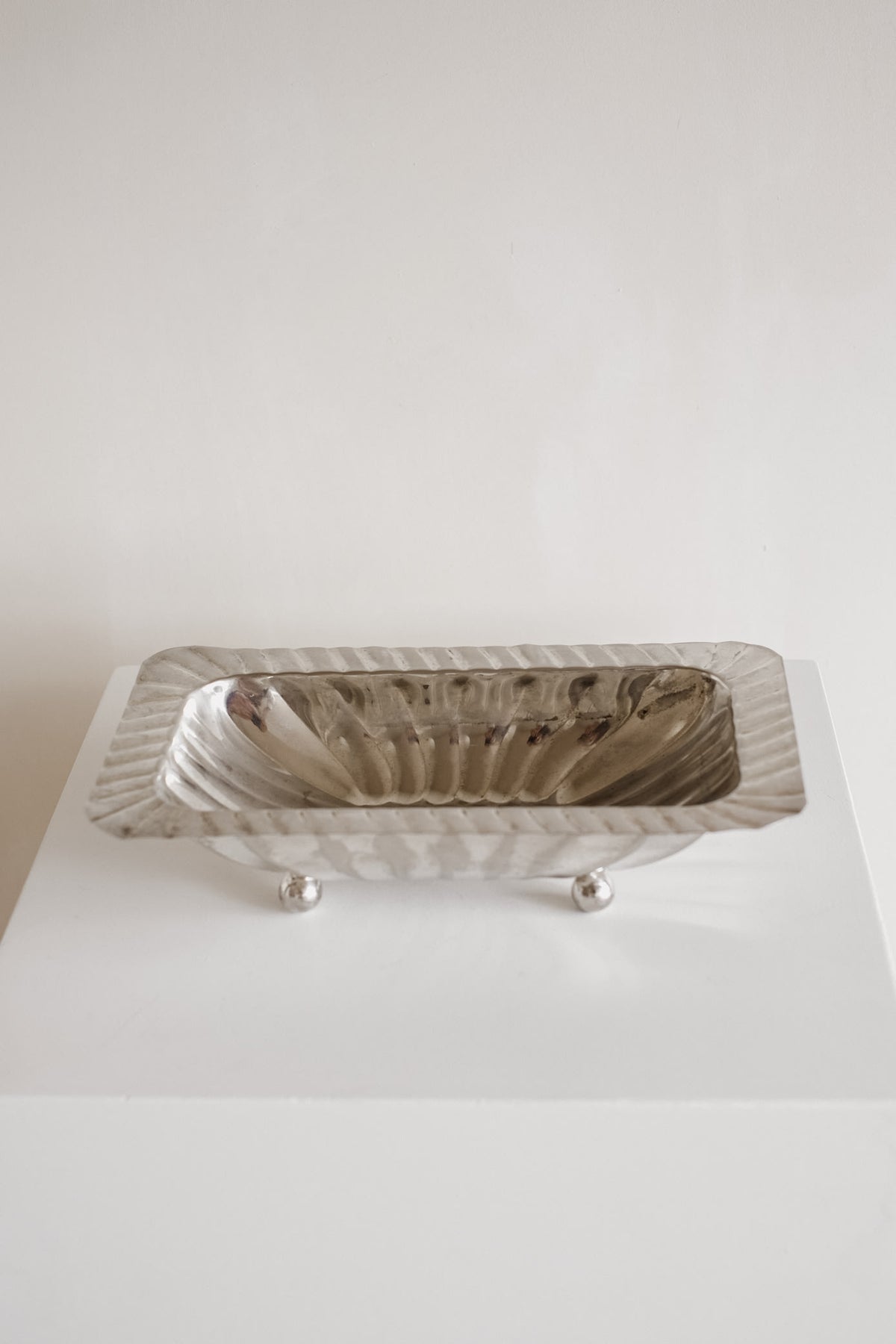 Vintage Silver-Plated Fluted Dish — detail view