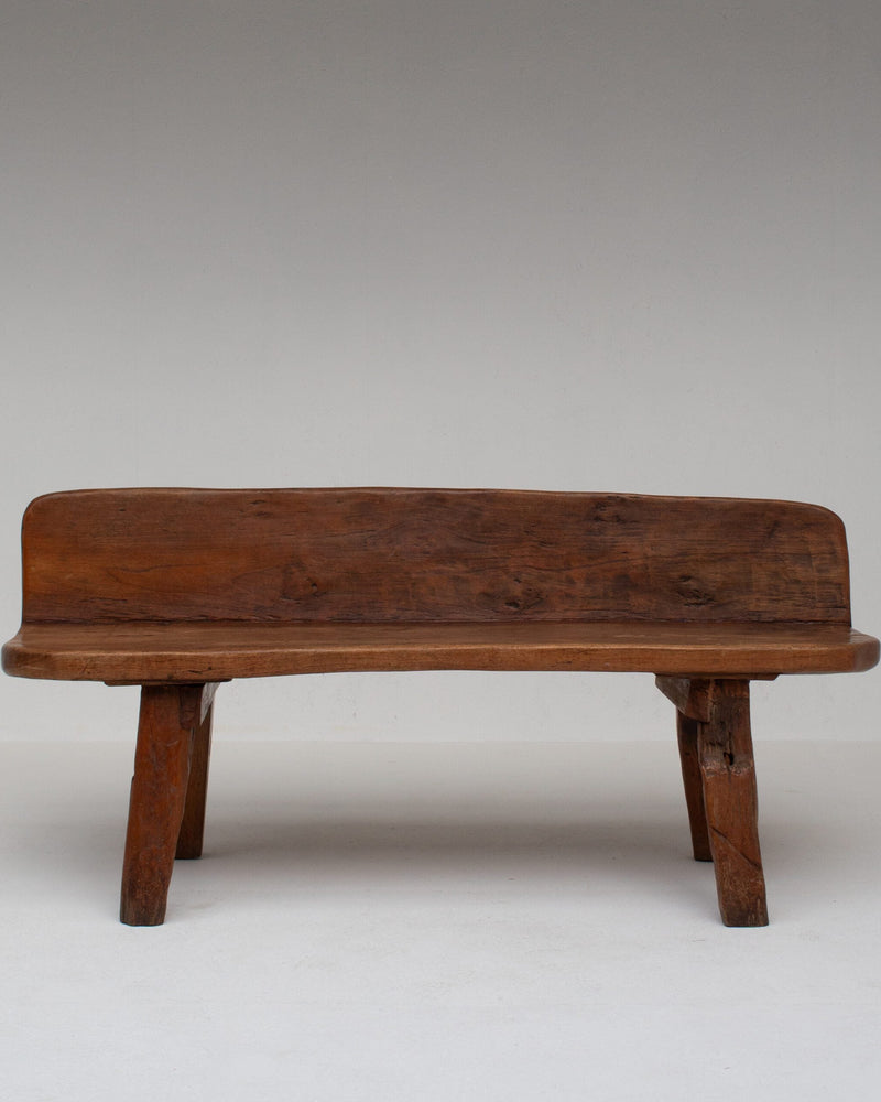 Rustic Wooden Bench — front view of handcrafted wooden seat