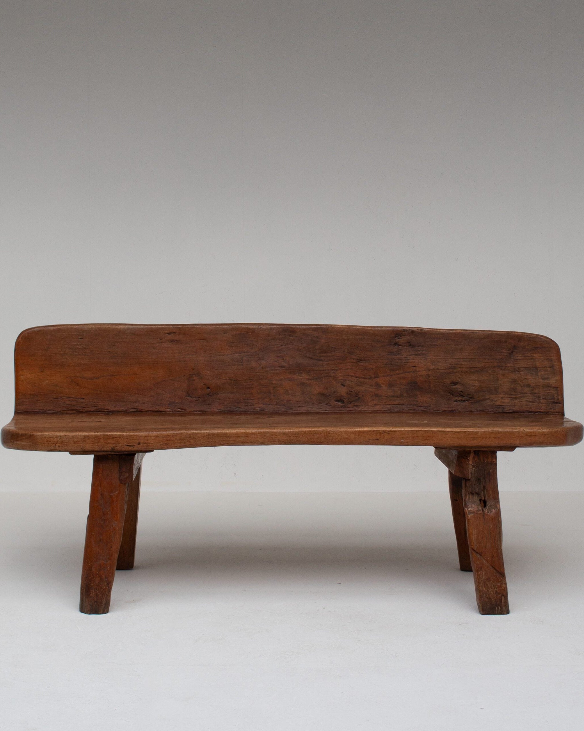 Rustic Wooden Bench — front view of handcrafted wooden seat