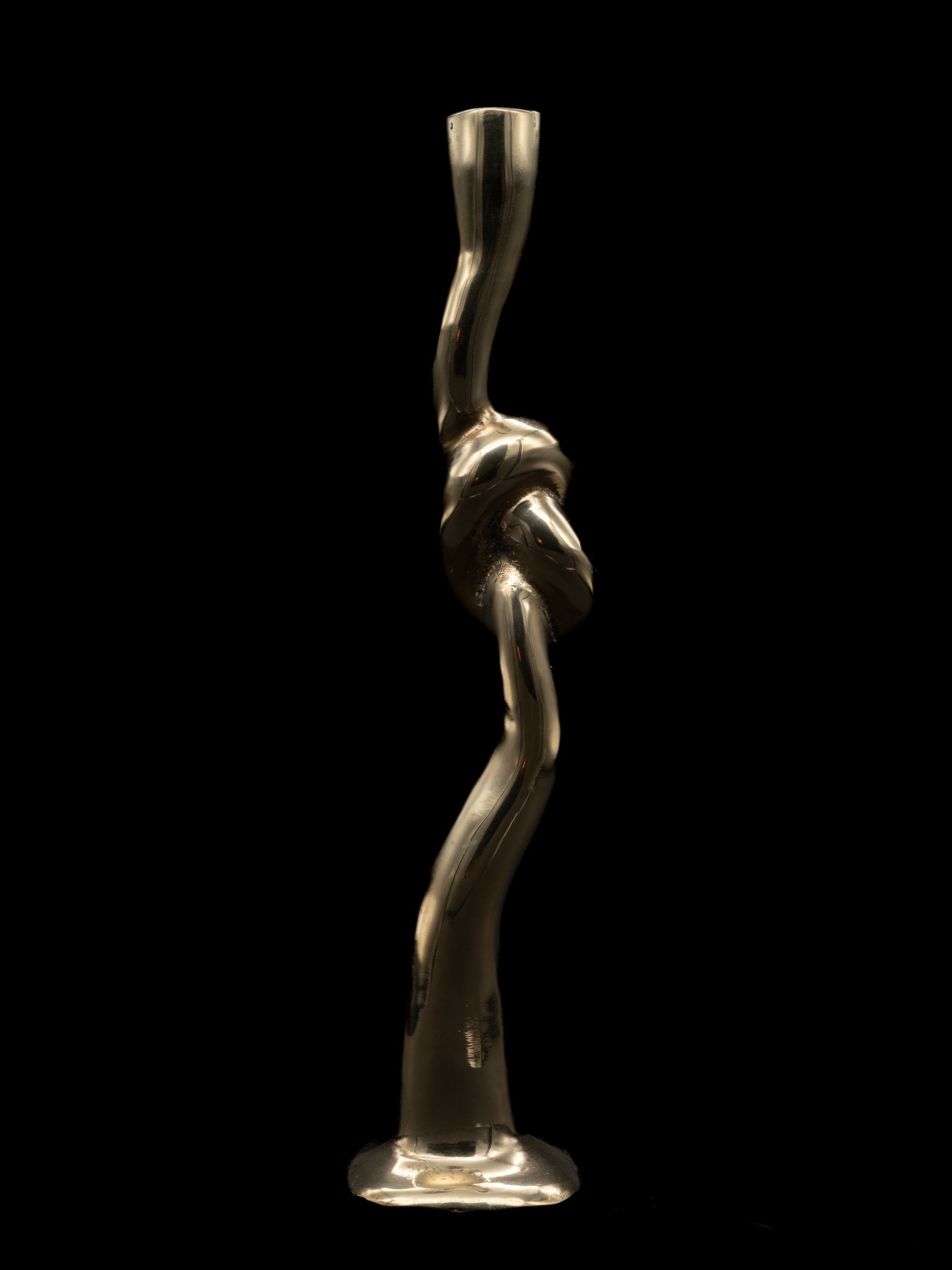 Fluid Knot Candlestick, Spain, c 1970s — front view on black background