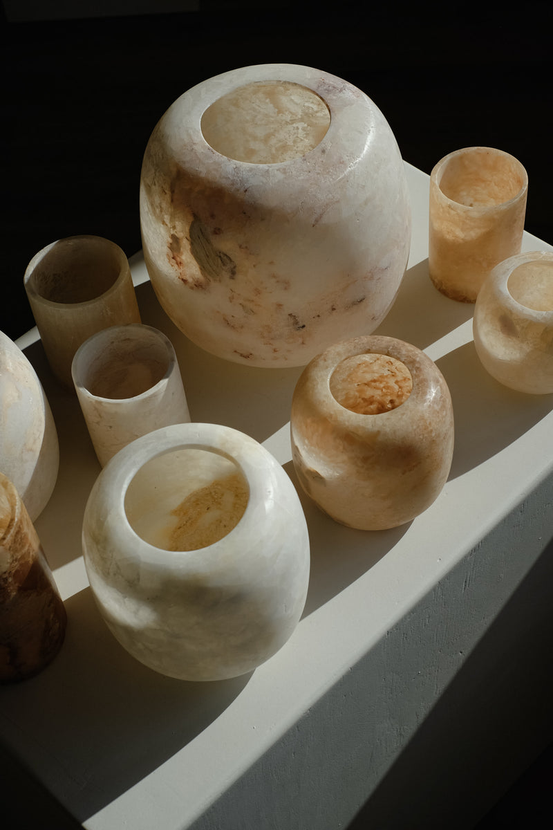 Alabaster Candle Holder by septembre studios | The Oblist — handcrafted alabaster material
