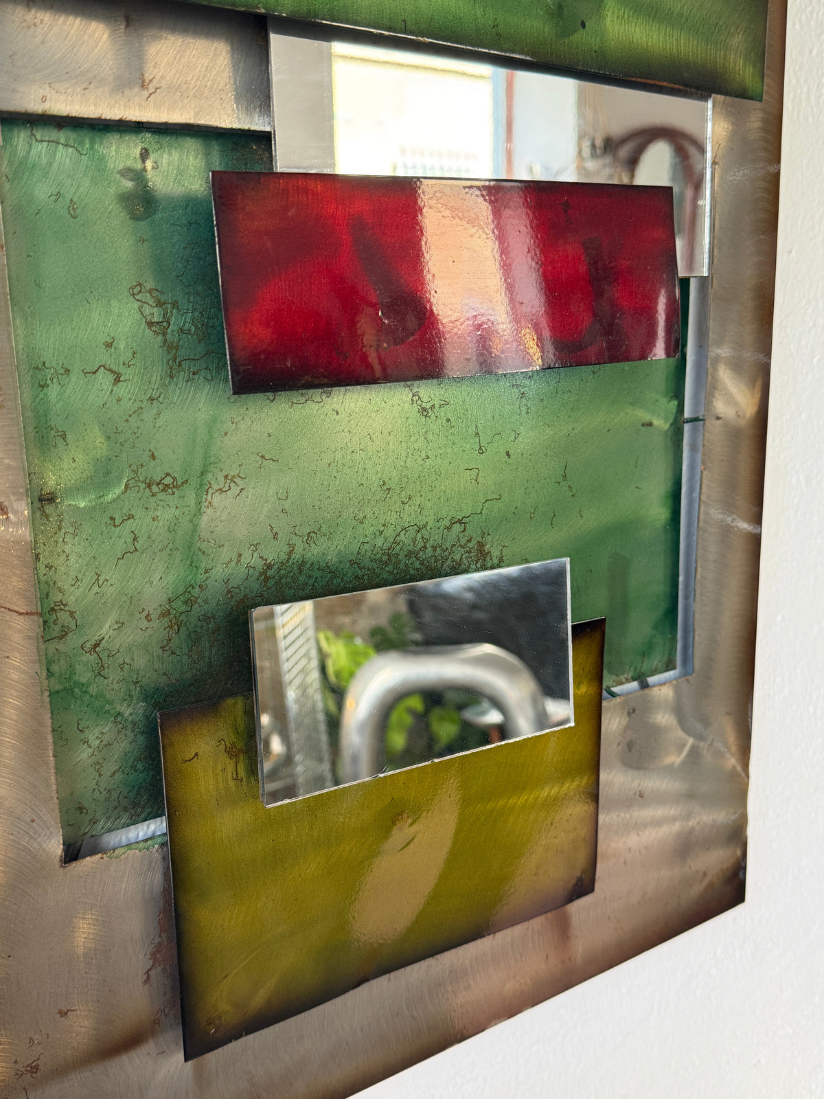 Large Polychrome Metal Mirror — 1970s — alternate view