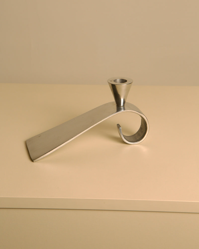 Italian "Wave" Metal Candleholders, 70s by Treaptyque | The Oblist — handcrafted metal design