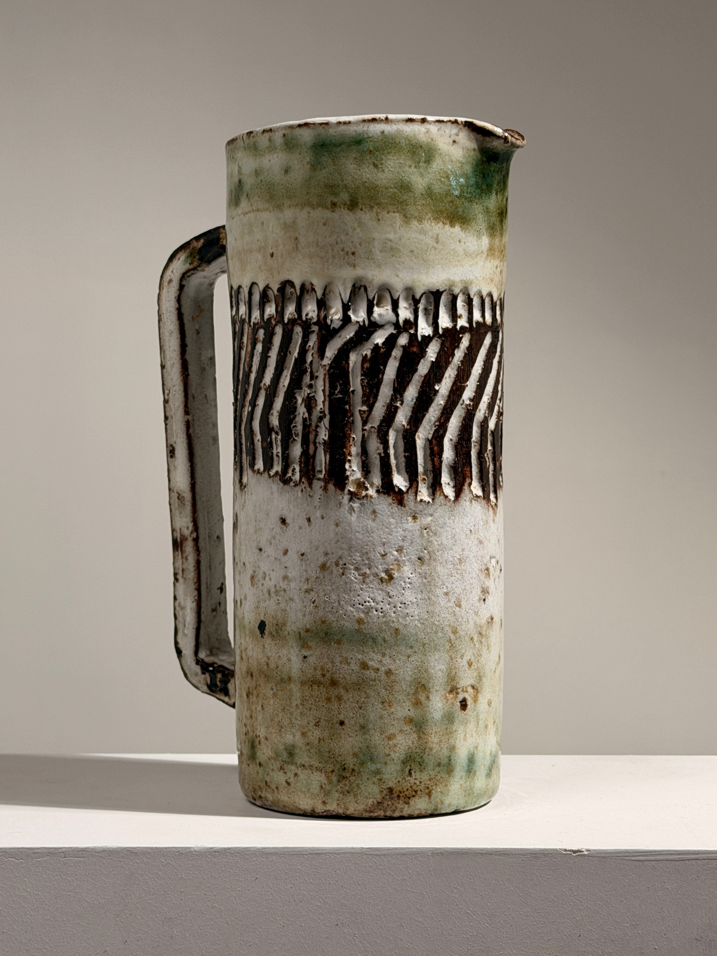 Rare ceramic pitcher by Albert Thiry, 1950 — side angle