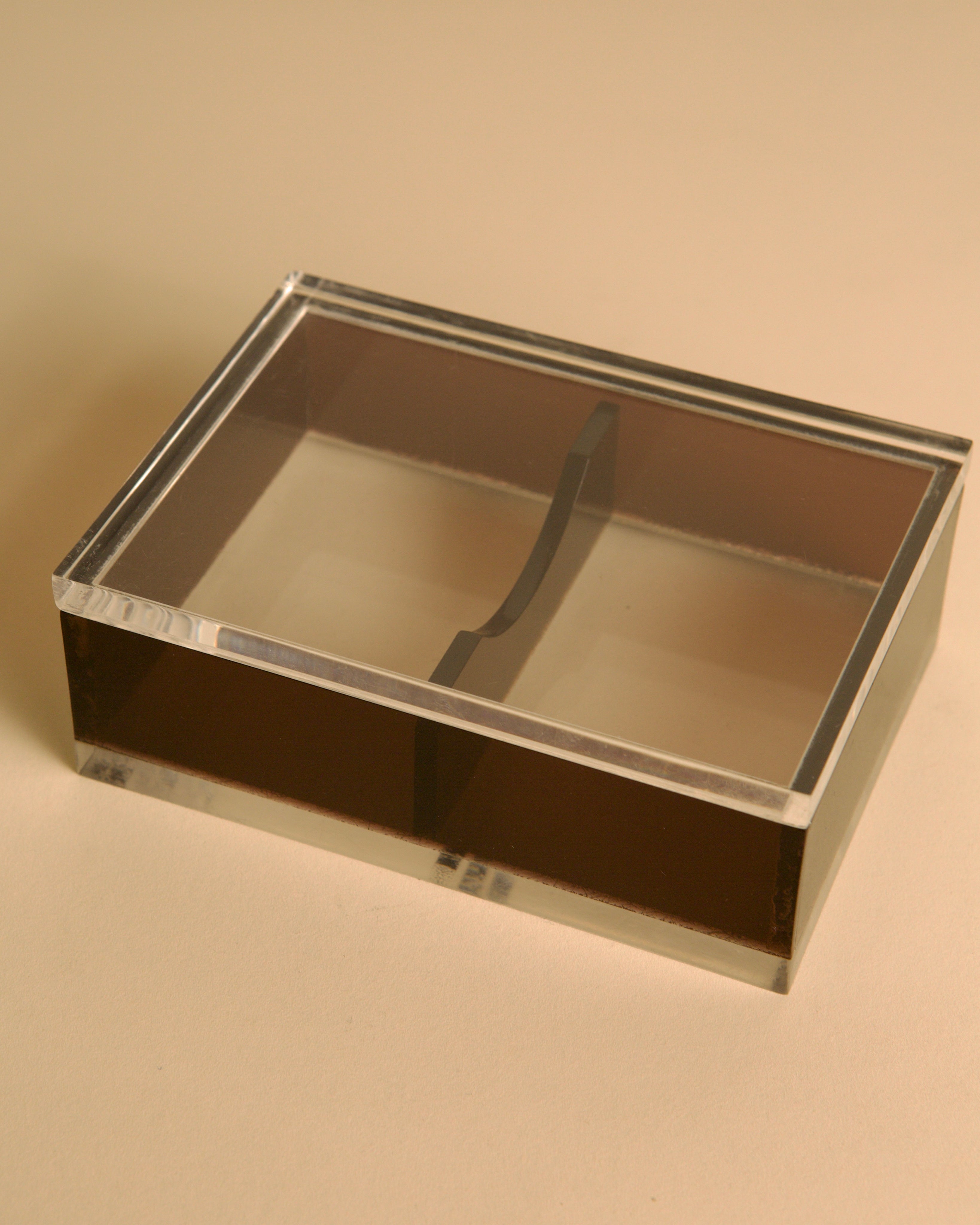 Italian smoked and clear plexiglass box, 70s — alternate view