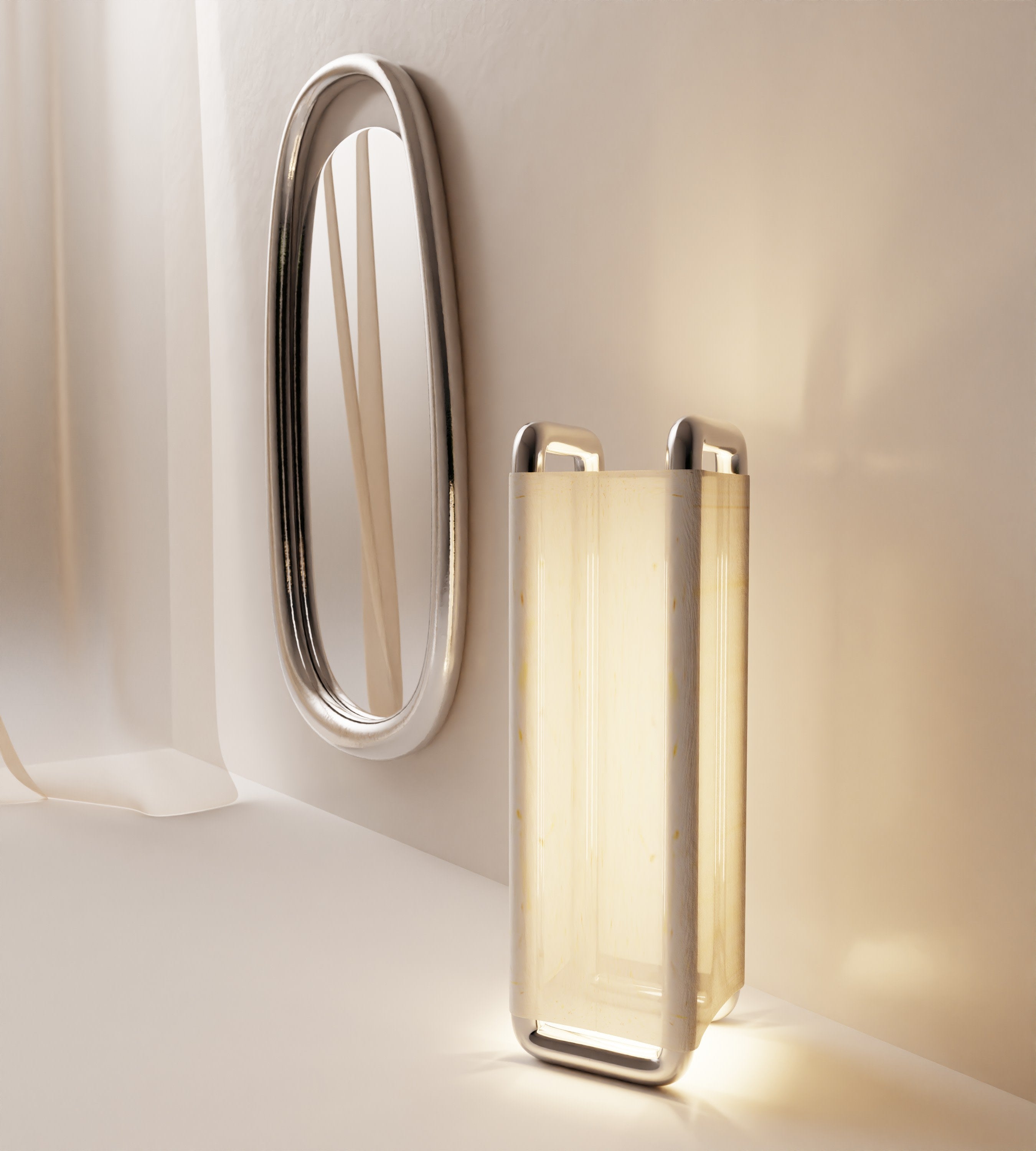 “XORIA” Floor Lamp | Stainless Steel Linen