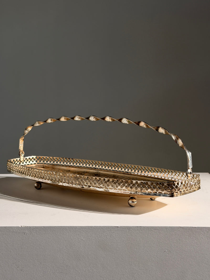 Silver-plated handled basket, Art Deco style by Figuresdesign | The Oblist