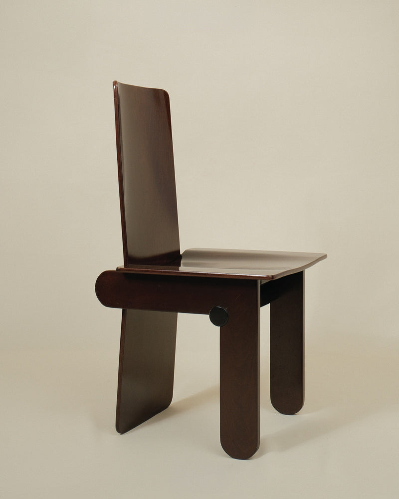 Carlo Scarpa Set of 4 Dining Wood Chairs — detail view
