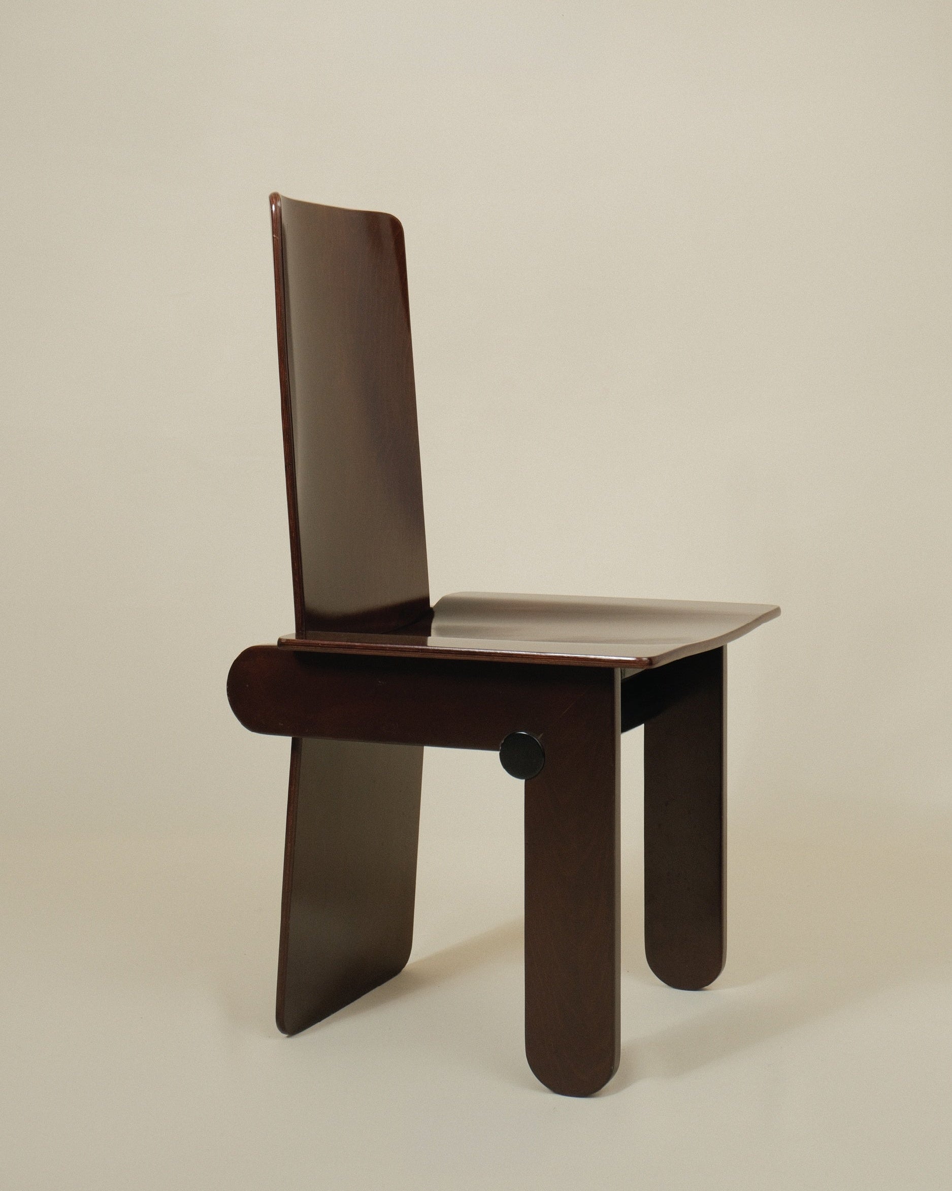 Carlo Scarpa Set of 4 Dining Wood Chairs — detail view