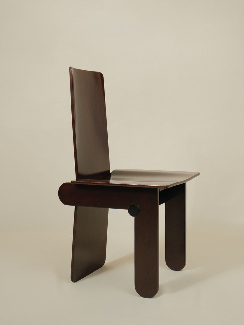 Carlo Scarpa Set of 4 Dining Wood Chairs — detail view