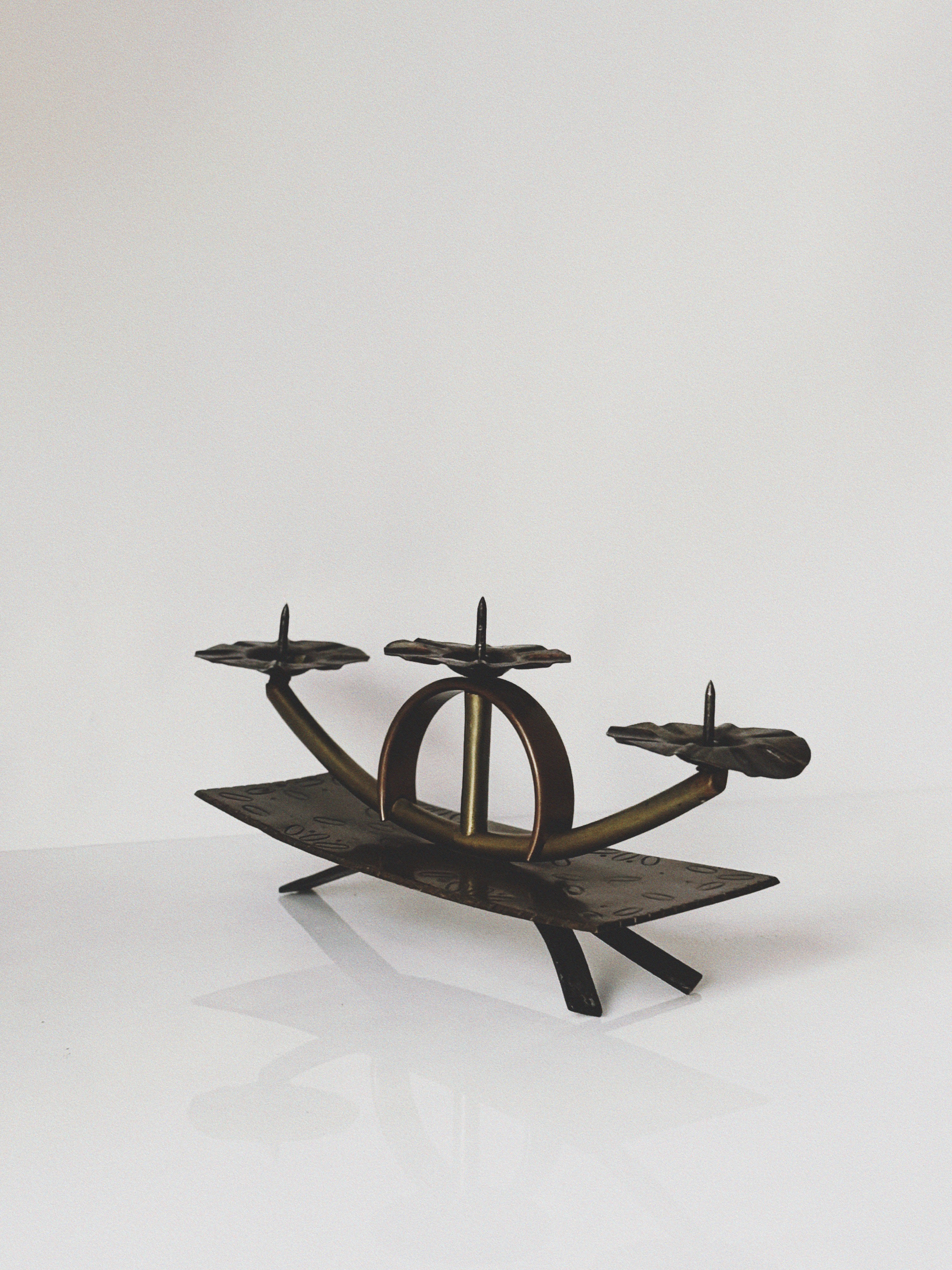 3 Arm Handmade Mid Century Candlestick, Poland — in context