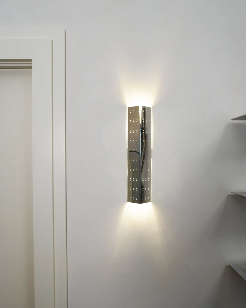 May Wall Lamp - Polished Brass — close-up of wall-mounted light fixture