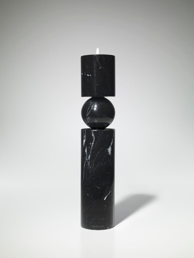 Fulcrum Candlestick Black Marble — detail view