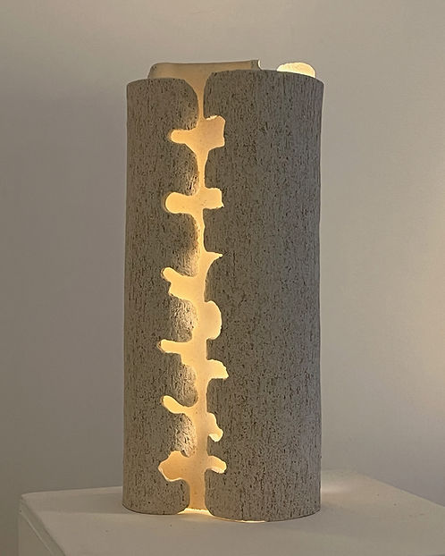 Untitled - Table Lamps in Ceramic — back view showing textured ceramic surface
